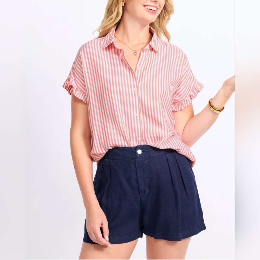 Beach Lunch Lounge Paulina Button Down Shirt, Pineapple Slush, Size Small - NWT